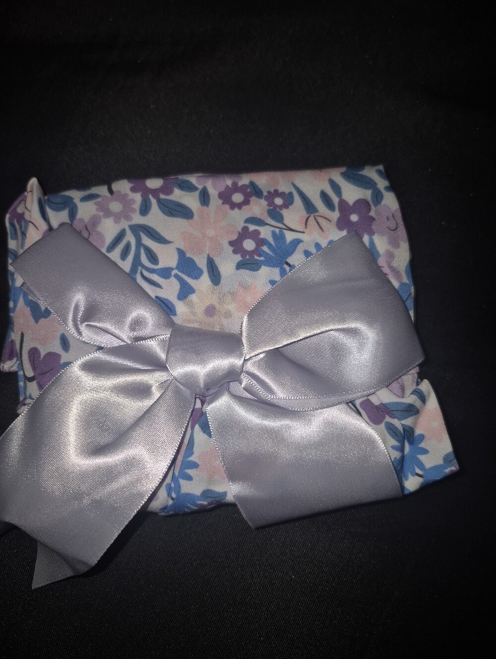 Floral Satin Bow Hair Wrap - Lavender Floral